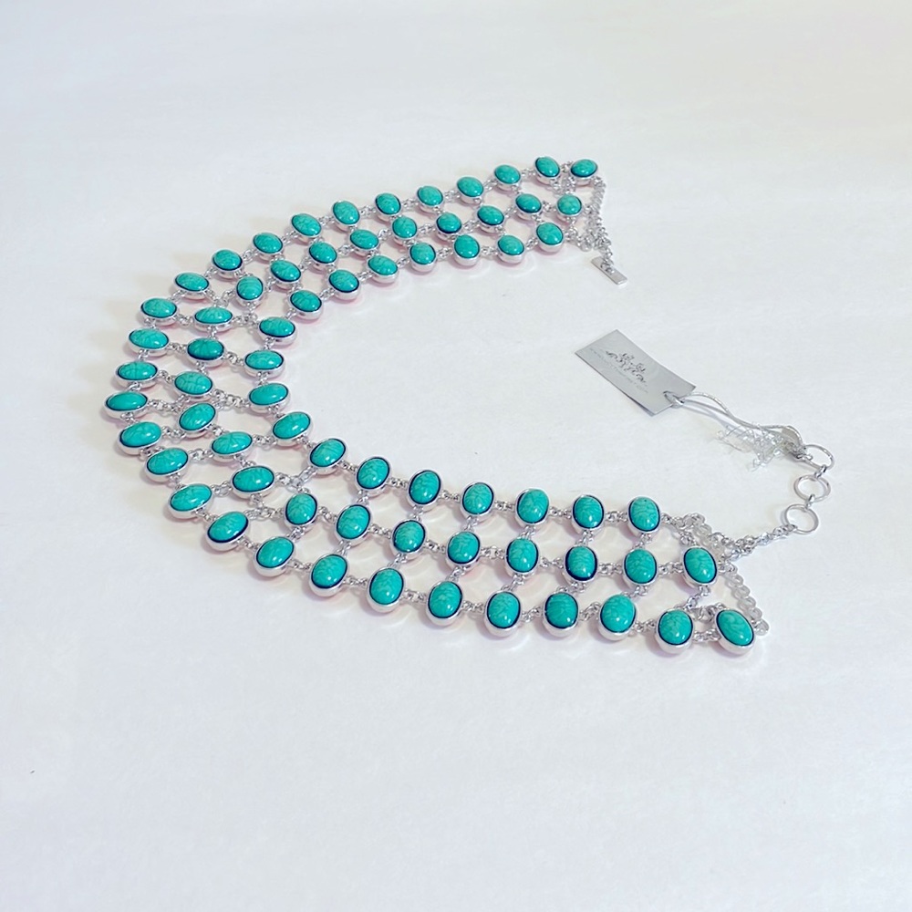 Lucy The First Necklace | Reversible - Teal & Red